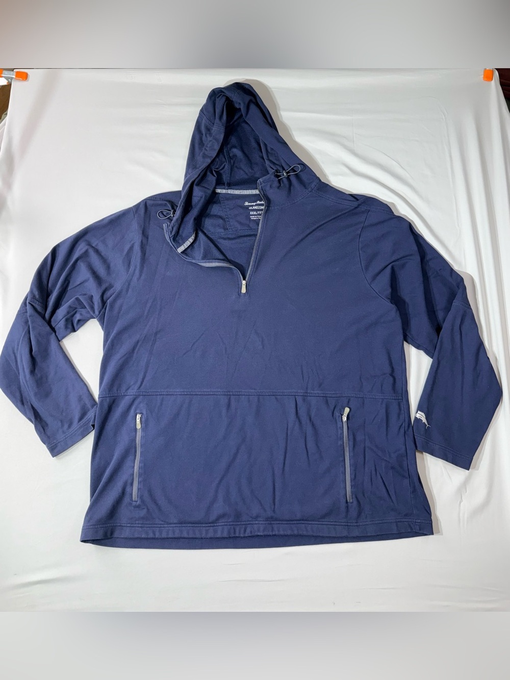 Men's Tommy Bahama Islandzone Navy 1/4 Zip Hooded Pullover Sweatshirt 3XL travel